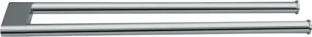 Handtuchstange aus verchromtem Material mit zwei parallelen Röhren. Ideal Standard-Design für die Wandmontage zur Aufbewahrung von Handtüchern.